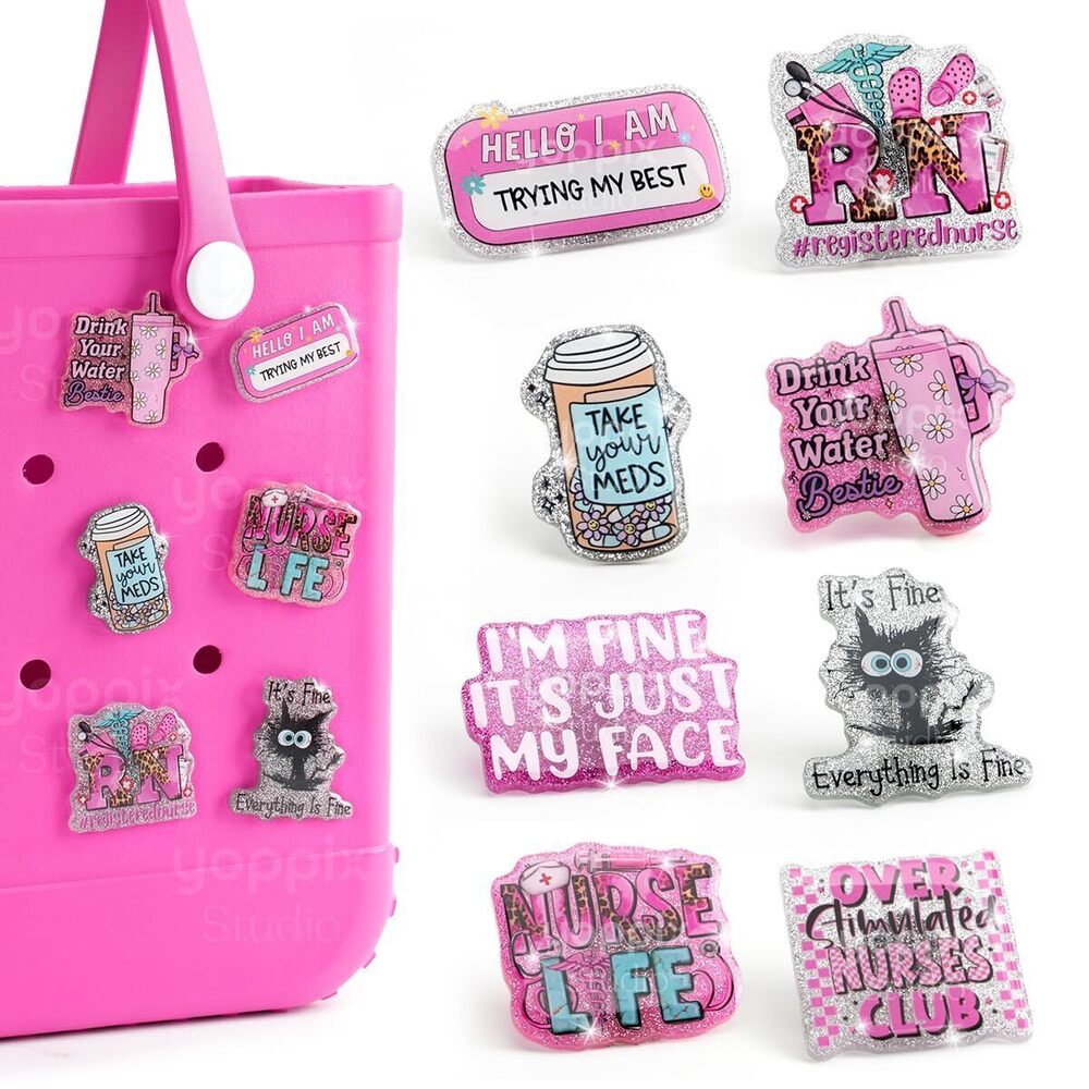 7141 8 Pcs Nurse Charms for Bags Bag Accessories Tote Rubber Beach Bag